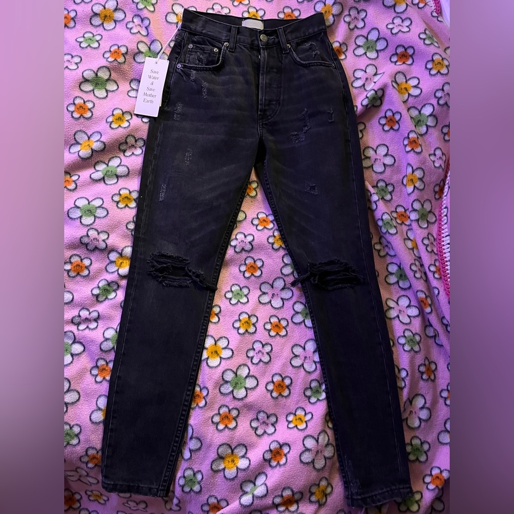 Boyish Black Skinny Jeans with Distressed Detail